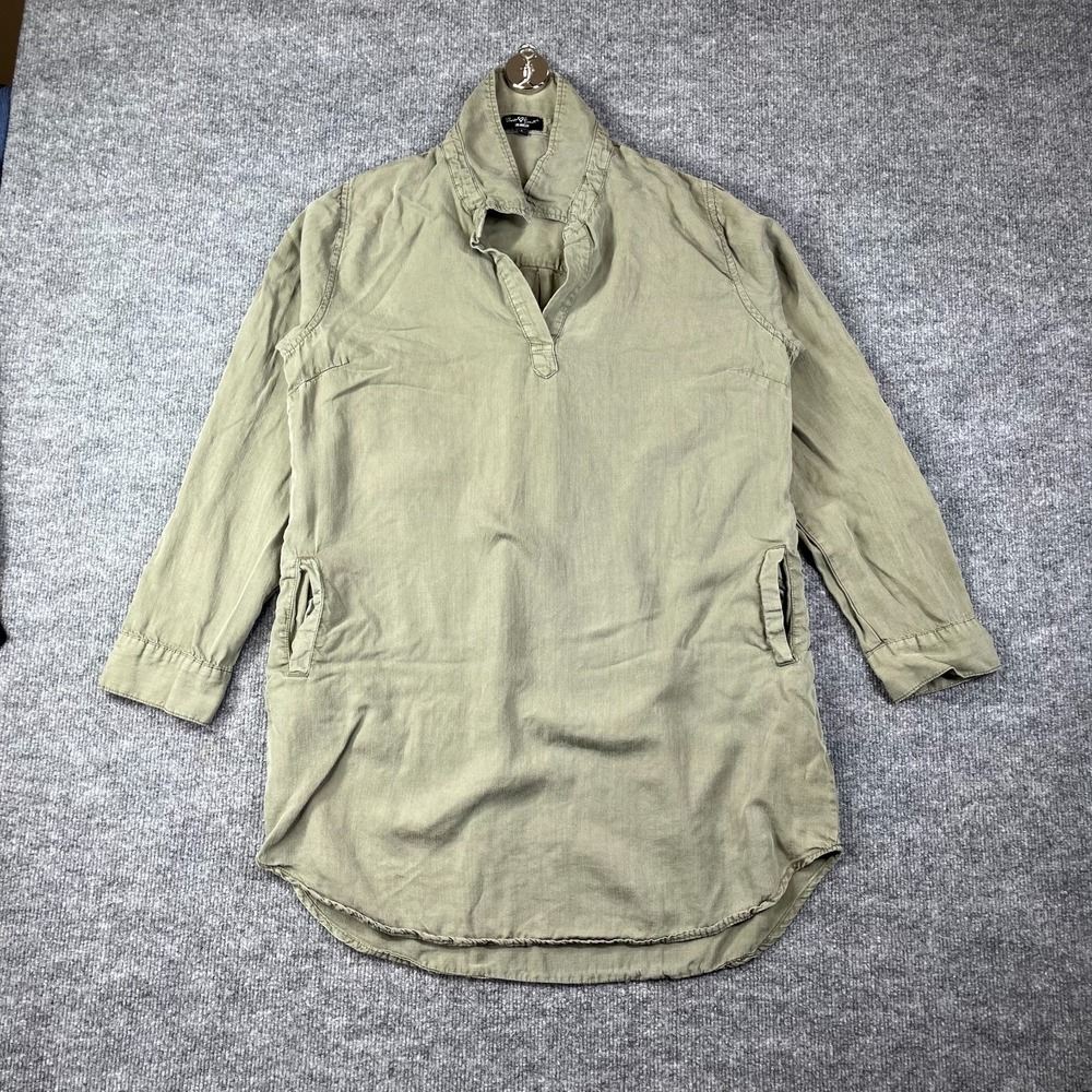 Velvet Heart Shirt Dress Womens Large Green Denim Roll Tab Sleeve Relaxed Fit